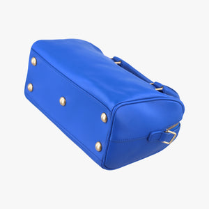 Pre-owned Yves Saint Laurent CLASSIC BABY DUFFLE Blue Leather 330958 shoulderbag | stylenewstar