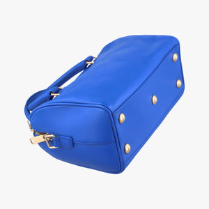Pre-owned Yves Saint Laurent CLASSIC BABY DUFFLE Blue Leather 330958 shoulderbag | stylenewstar