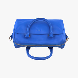 Pre-owned Yves Saint Laurent CLASSIC BABY DUFFLE Blue Leather 330958 shoulderbag | stylenewstar
