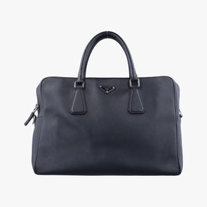 Secondhand Prada Business Briefcase Black SAFFIANO Leather 2VE011 handbag | stylenewstar