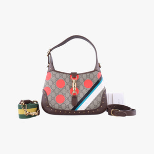Pre-owned Gucci JACKIE beige×Multicolour canvas×leather 678843 shoulderbag | stylenewstar