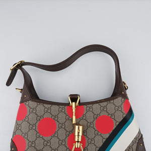Pre-owned Gucci JACKIE beige×Multicolour canvas×leather 678843 shoulderbag | stylenewstar