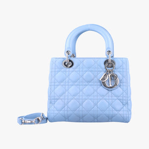 Vintage Christian Dior Lady Dior Blue lambskin shoulderbag | stylenewstar