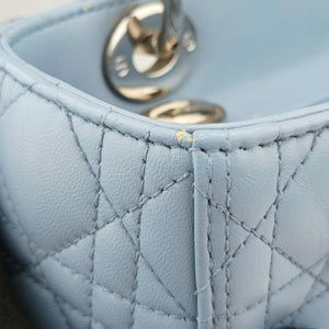 Vintage Christian Dior Lady Dior Blue lambskin shoulderbag | stylenewstar