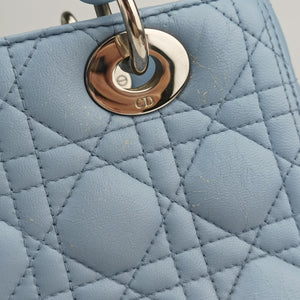 Vintage Christian Dior Lady Dior Blue lambskin shoulderbag | stylenewstar