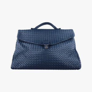 Pre-owned Bottega Veneta Intrecciato Blue lambskin handbag | stylenewstar