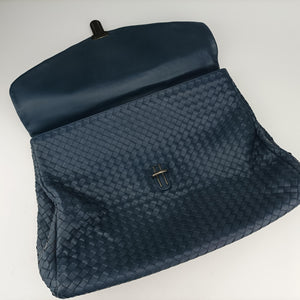 Pre-owned Bottega Veneta Intrecciato Blue lambskin handbag | stylenewstar