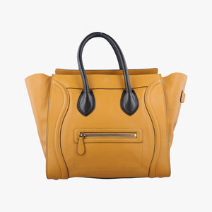 Pre-owned Celine Luggage Mini Shopper Yellow×black Leather handbag | stylenewstar