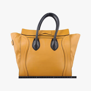 Pre-owned Celine Luggage Mini Shopper Yellow×black Leather handbag | stylenewstar