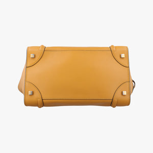 Pre-owned Celine Luggage Mini Shopper Yellow×black Leather handbag | stylenewstar