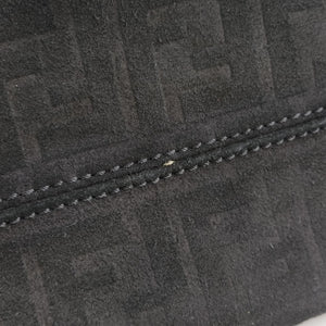 Pre-owned Fendi Zucca Print Black Suede 8BH186 handbag | stylenewstar