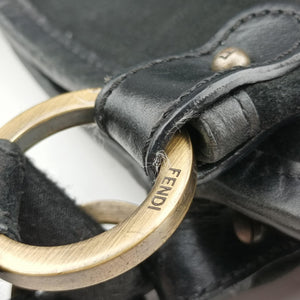 Pre-owned Fendi Zucca Print Black Suede 8BH186 handbag | stylenewstar