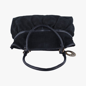 Pre-owned Fendi Zucca Print Black Suede 8BH186 handbag | stylenewstar