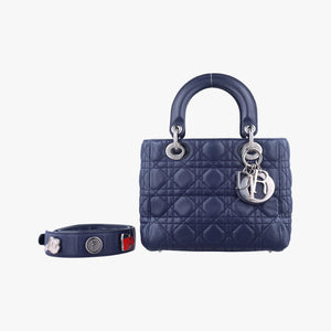 Vintage Christian Dior Lady Dior Navy lambskin shoulderbag | stylenewstar