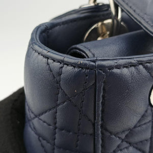 Vintage Christian Dior Lady Dior Navy lambskin shoulderbag | stylenewstar