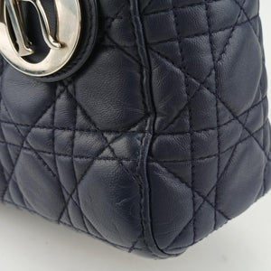 Vintage Christian Dior Lady Dior Navy lambskin shoulderbag | stylenewstar