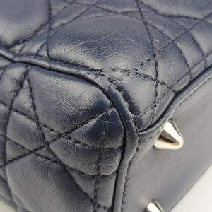 Vintage Christian Dior Lady Dior Navy lambskin shoulderbag | stylenewstar