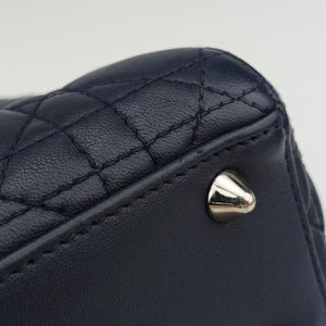 Vintage Christian Dior Lady Dior Navy lambskin shoulderbag | stylenewstar