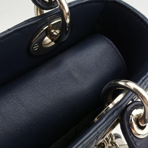 Vintage Christian Dior Lady Dior Navy lambskin shoulderbag | stylenewstar