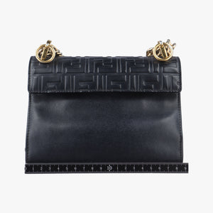 Pre-owned Fendi KAN I Black Leather 8M0381 shoulderbag | stylenewstar