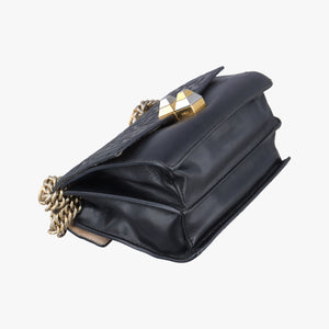 Pre-owned Fendi KAN I Black Leather 8M0381 shoulderbag | stylenewstar