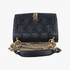 Pre-owned Fendi KAN I Black Leather 8M0381 shoulderbag | stylenewstar