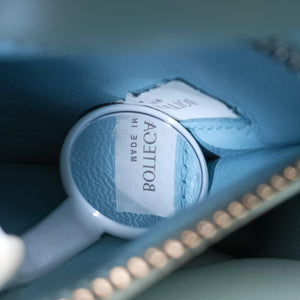 Pre-owned Bottega Veneta The Chain Cassette Blue lambskin shoulderbag | stylenewstar