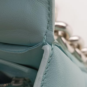 Pre-owned Bottega Veneta The Chain Cassette Blue lambskin shoulderbag | stylenewstar