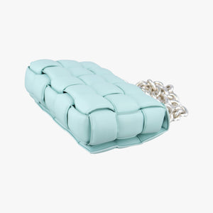 Pre-owned Bottega Veneta The Chain Cassette Blue lambskin shoulderbag | stylenewstar