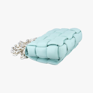 Pre-owned Bottega Veneta The Chain Cassette Blue lambskin shoulderbag | stylenewstar