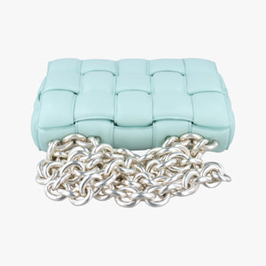 Pre-owned Bottega Veneta The Chain Cassette Blue lambskin shoulderbag | stylenewstar