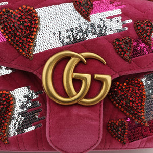 Pre-owned Gucci GG Marmont Pink velour 443497 shoulderbag | stylenewstar