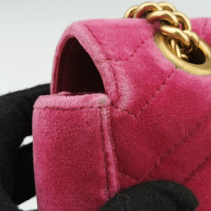 Pre-owned Gucci GG Marmont Pink velour 443497 shoulderbag | stylenewstar