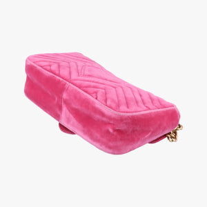 Pre-owned Gucci GG Marmont Pink velour 443497 shoulderbag | stylenewstar