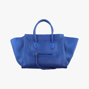 Pre-owned Celine Luggage Square Phantom Blue Leather handbag | stylenewstar