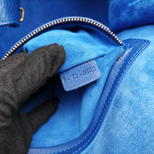 Pre-owned Celine Luggage Square Phantom Blue Leather handbag | stylenewstar