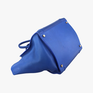 Pre-owned Celine Luggage Square Phantom Blue Leather handbag | stylenewstar