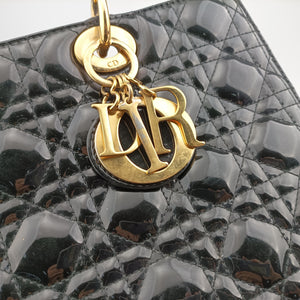 Pre-owned Christian Dior Lady Dior Black Patent shoulderbag | stylenewstar