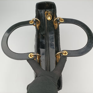 Pre-owned Christian Dior Lady Dior Black Patent shoulderbag | stylenewstar