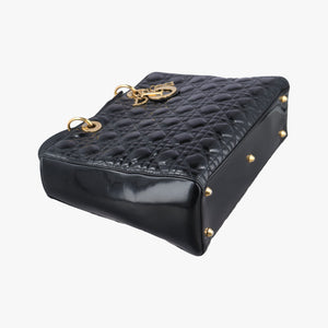 Pre-owned Christian Dior Lady Dior Black Patent shoulderbag | stylenewstar