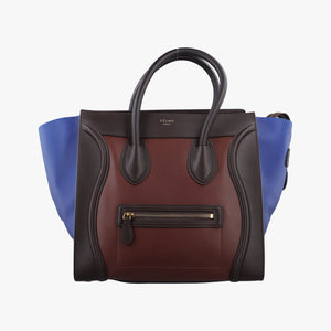 Vintage Celine Luggage Mini Shopper Brown×blue×red Leather handbag | stylenewstar