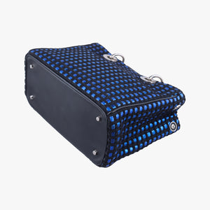 Pre-owned Christian Dior Diorissimo Blue×Multicolour Tweed × leather handbag | stylenewstar