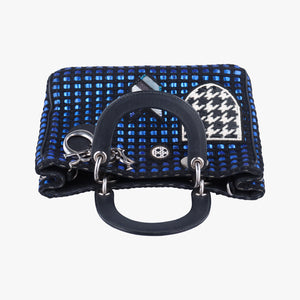 Pre-owned Christian Dior Diorissimo Blue×Multicolour Tweed × leather handbag | stylenewstar