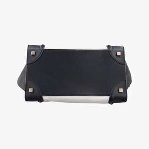 Pre-owned Celine Luggage Mini Shopper Black×white Leather handbag | stylenewstar