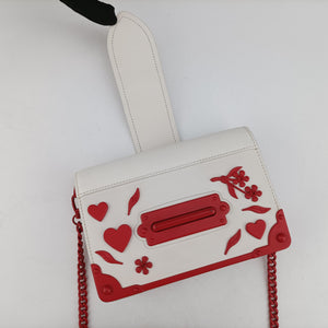 Secondhand Prada Cahier Heart and Flower White×red leather shoulderbag | stylenewstar