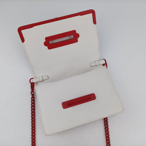 Secondhand Prada Cahier Heart and Flower White×red leather shoulderbag | stylenewstar