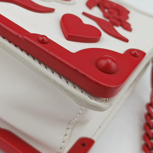 Secondhand Prada Cahier Heart and Flower White×red leather shoulderbag | stylenewstar