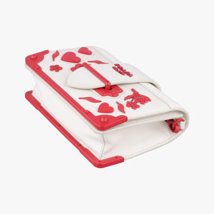 Secondhand Prada Cahier Heart and Flower White×red leather shoulderbag | stylenewstar