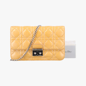 Pre-owned Christian Dior Cannage New Lock Yellow Patent shoulderbag | stylenewstar