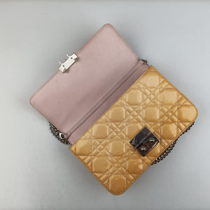 Pre-owned Christian Dior Cannage New Lock Yellow Patent shoulderbag | stylenewstar